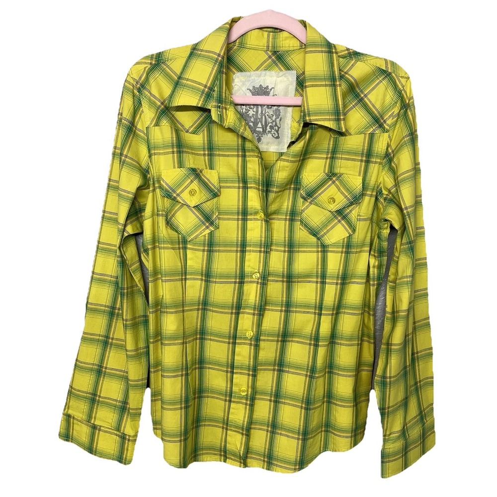 Vintage Jak Made In USA Women's Plaid Rodeo Cowgirl Western Blouse Shirt Size L